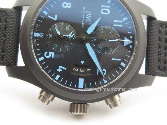 MIROTIME 0521 Pilot Chrono IW388003 Real Ceramic V6F 1:1 Best Edition On Black Nylon Strap A StreetReady 7284